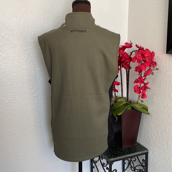 NWT Spyder Tea Leaf Black Green Fleece Lined Full Zip Vest Jacket - Picture 3 of 4